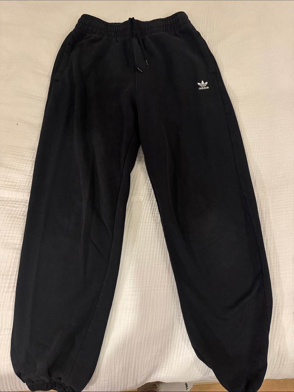 adidas Black Kids Fleece Joggers with Trefoil Logo